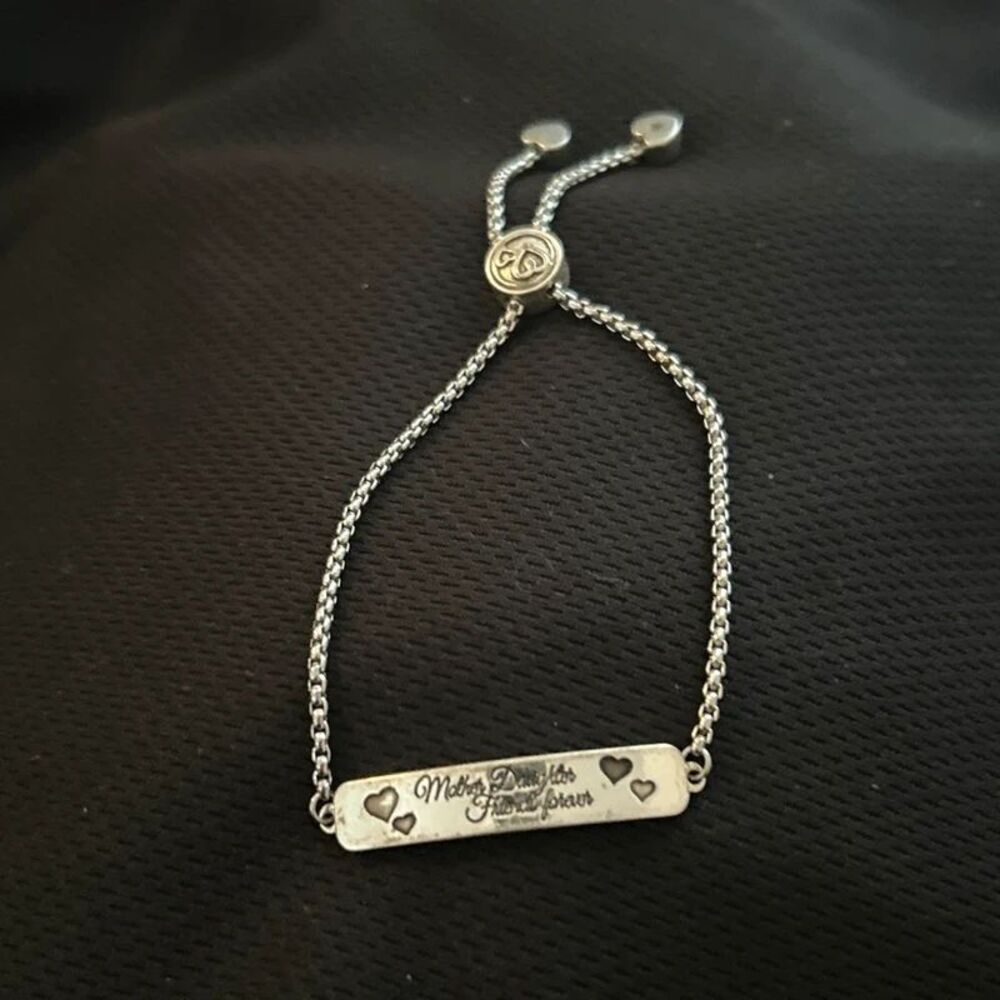 Mother Daughter Friends Forever Silver-Tone Adjustable Bracelet